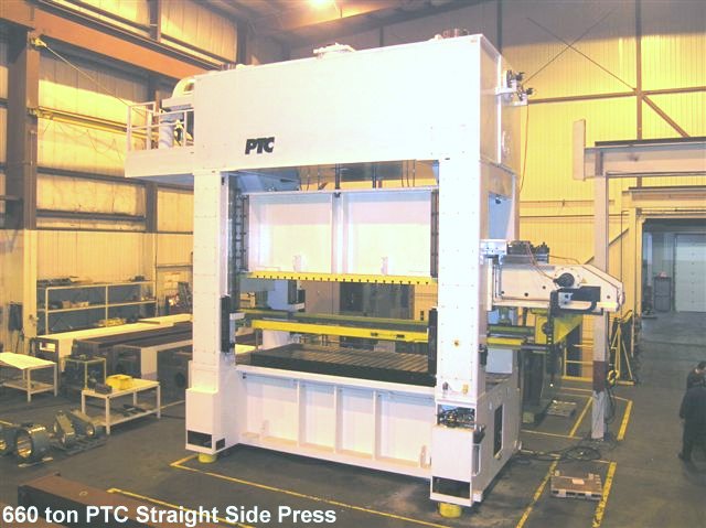 Canadian built PTC straight side 660 ton presses for sale.