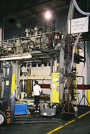1200 Ton Press - Battenfield Hydraulic Compression Molding 4 Post Press