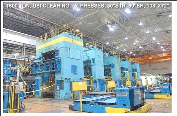 1600 TON, USI CLEARING PRESSLINE with (5) PRESSES and robotics