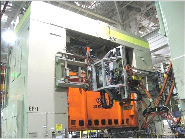 Danly straight side hydraulic press is part of auto parts pressline