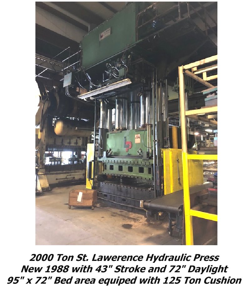 2000 Ton St. Lawerence Hydraulic Press for sale